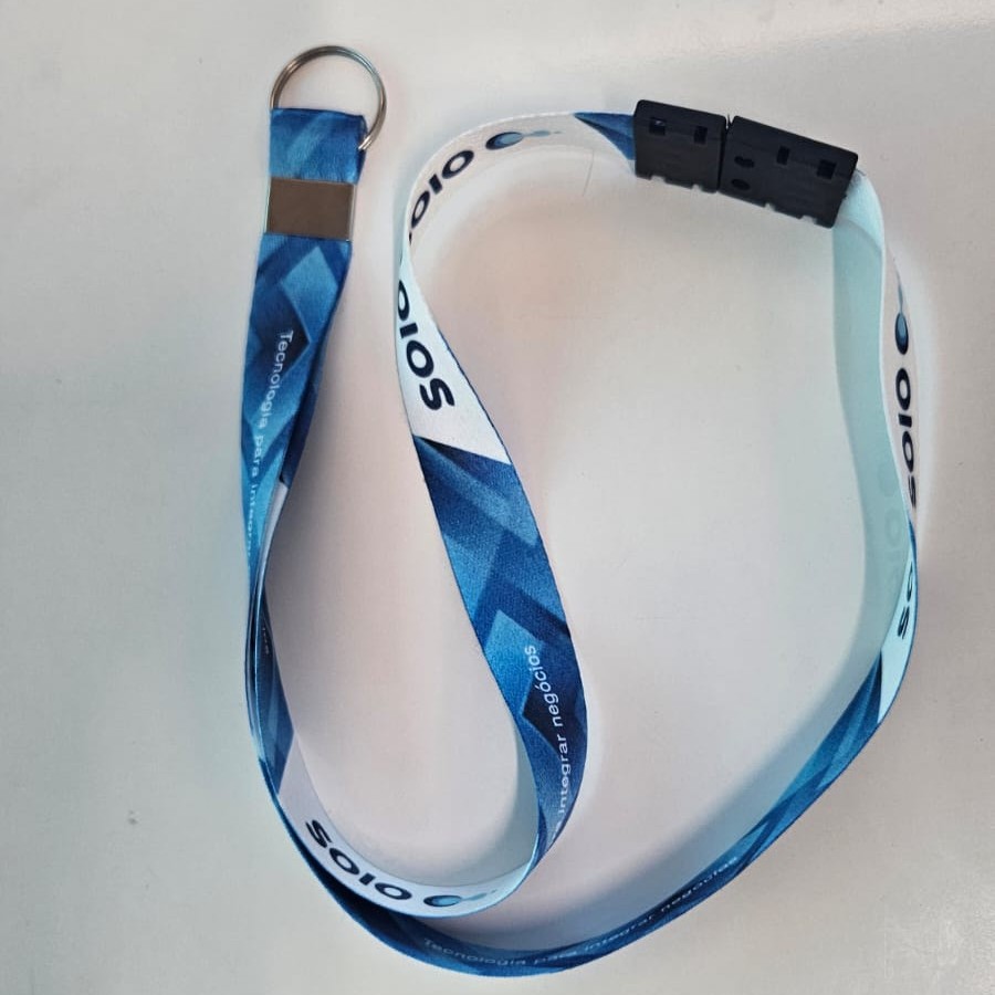 Cordão Personalizado 15mm frente e verso argola - com Trava de segurança