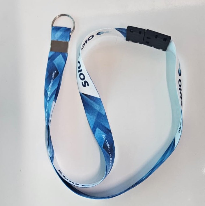 Cordão Personalizado 20mm frente e verso argola - com Trava de segurança